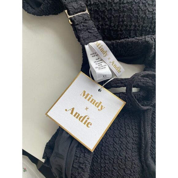 Andie x Mindy The Amor Bikini Top Womens XL Black Textured Beach Swimwear Beach - Picture 8 of 10